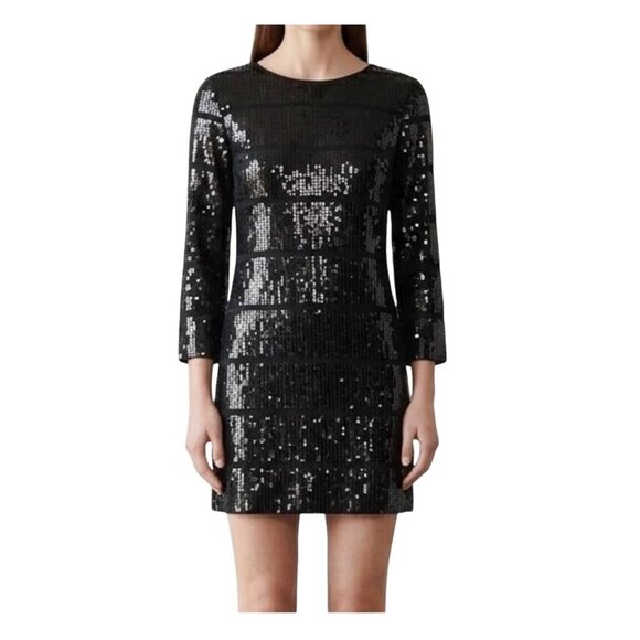 Theory Dresses & Skirts - Theory Harmen Black Sequin Mini Dress Size S Evening Cocktail Party Wear